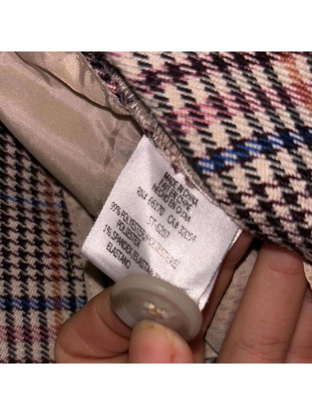 By Anthropologie plaid tartan neutral color career pants trousers light wear - Picture 8 of 8